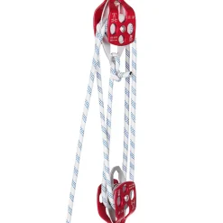 VEVOR Double Pulley Block & Rope Kit, 1/2 inch x 98 ft Braided Line, Dual Pulley Rigging System, 35 kN Breaking Strength for Tower Work, Hoisting, Training & Outdoor Applications