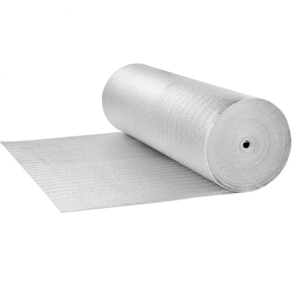 VEVOR Double Reflective Insulation Roll, Foam Core Radiant Barrier, 3.2 mm 48 in x 100 ft, Double-Sided Aluminum Foil EPE Foam Heat Reflective Shield, Thermal Insulation Roll for Window RV Roof
