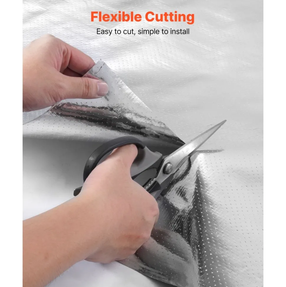 VEVOR Double Reflective Insulation Roll, Perforated Woven Fabric Radiant Barrier, 0.15mm 48 in x 250 ft, Double-Sided Aluminum Foil Heat Reflective Shield, Thermal Insulation Roll for Window RV Roof