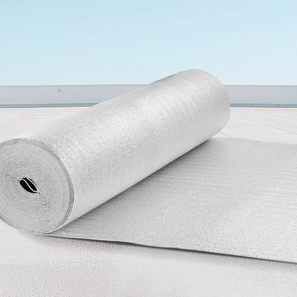 VEVOR Double Reflective Insulation Roll, Foam Core Radiant Barrier, 3.2 mm 48 in x 50 ft, Double-Sided Aluminum Foil EPE Foam Heat Reflective Shield, Thermal Insulation Roll for Window RV Roof
