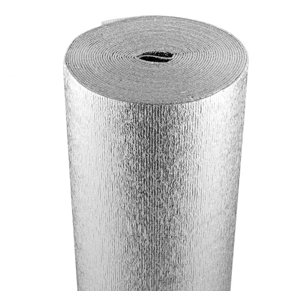VEVOR Double Reflective Insulation Roll, Foam Core Radiant Barrier, 3.2 mm 48 in x 50 ft, Double-Sided Aluminum Foil EPE Foam Heat Reflective Shield, Thermal Insulation Roll for Window RV Roof