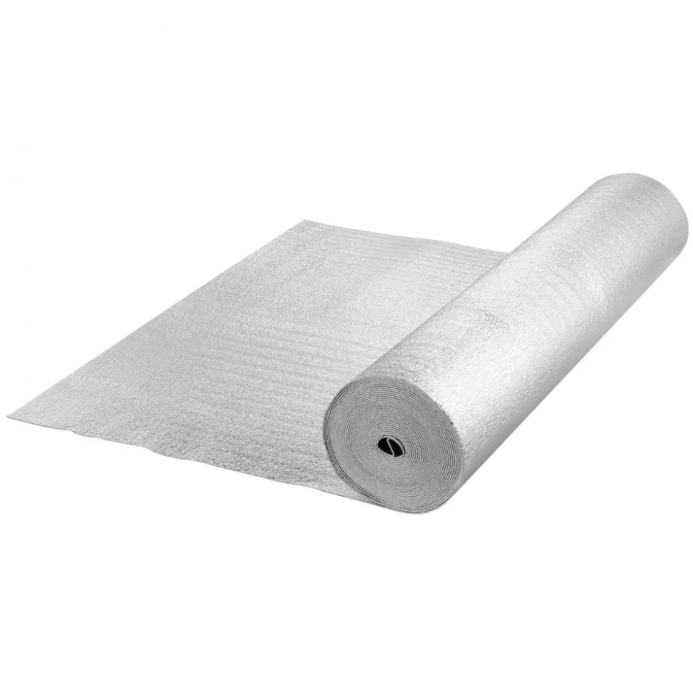 VEVOR Double Reflective Insulation Roll, Foam Core Radiant Barrier, 3.2 mm 48 in x 50 ft, Double-Sided Aluminum Foil EPE Foam Heat Reflective Shield, Thermal Insulation Roll for Window RV Roof