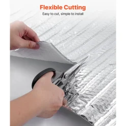 VEVOR Double Reflective Insulation Roll, Double-Sided Aluminum Foil Radiant Barrier, 6mm 48 in x 100 ft, Dual-Layer Air Bubble Heat Reflective Shield, Thermal Insulation Roll for Garage Door Window RV Roofs