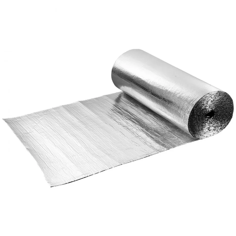 VEVOR Double Reflective Insulation Roll, Double-Sided Aluminum Foil Radiant Barrier, 6mm 48 in x 100 ft, Dual-Layer Air Bubble Heat Reflective Shield, Thermal Insulation Roll for Garage Door Window RV Roofs