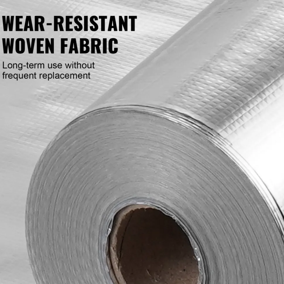 VEVOR Double Reflective Insulation Roll, Foam Core Radiant Barrier, 15.1mm 48 in x 25 ft, Double-Sided Aluminum Foil EPE Foam Heat Reflective Shield, Thermal Insulation Roll for Window RV Roof