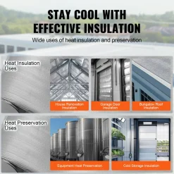 VEVOR Double Reflective Insulation Roll, Foam Core Radiant Barrier, 15.1mm 48 in x 25 ft, Double-Sided Aluminum Foil EPE Foam Heat Reflective Shield, Thermal Insulation Roll for Window RV Roof
