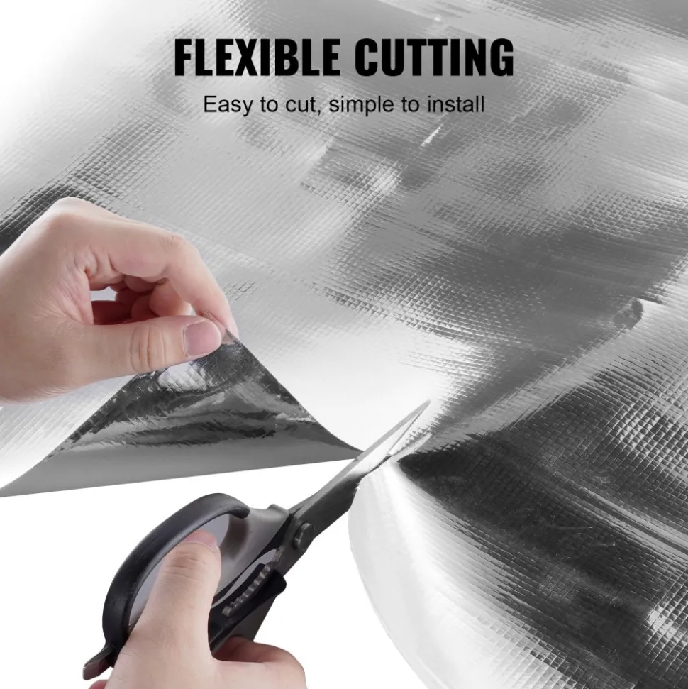 VEVOR Double Reflective Insulation Roll, Foam Core Radiant Barrier, 15.1mm 48 in x 25 ft, Double-Sided Aluminum Foil EPE Foam Heat Reflective Shield, Thermal Insulation Roll for Window RV Roof