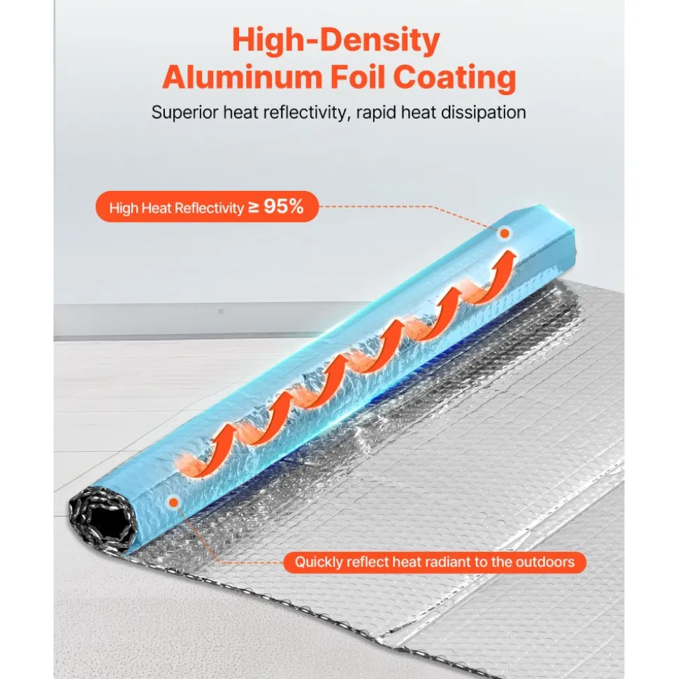 VEVOR Double Reflective Insulation Sheet, 16PCS Double-Sided Aluminum Foil Radiant Barrier, 6mm 24 in x 4 ft, Dual-Layer Air Bubble Heat Reflective Shield, Thermal Insulation Rolls