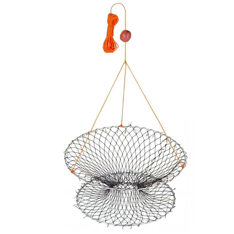 VEVOR Double Ring Crab Trap, 24 inch Top, 20 inch Bottom, Two Rings Crab Kit, Foldable Fishing Net with Gauge, 60 ft Rope, Wire Grid Bottom, Rock and Blue Crab, Dock & Pier Crabbing, 2 Set
