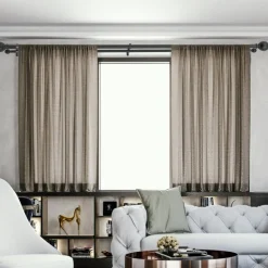 VEVOR Double Rod Curtain Rods, 36-72 inches(3-6ft) Adjustable Length, Black Double Curtain Rods with Round Finials, 1