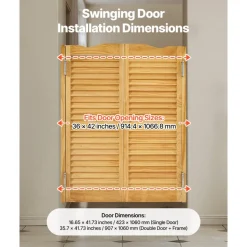 VEVOR Double Saloon Doors, 36"W x 42" H Arched Top Interior Swinging Cafe Doors, Premium Pine Wood, with Hinges & Hardware Kit, Easy to Install, for Hallway Kitchen Bar Pub Entrance, Log Color