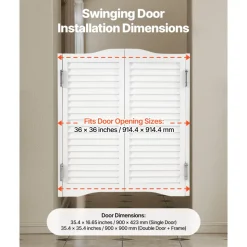VEVOR Double Saloon Doors, 32"W x 36" H Arched Top Interior Swinging Cafe Doors, Premium Pine Wood, with Hinges & Hardware Kit, Easy to Install, for Hallway Kitchen Bar Pub Entrance, White