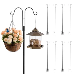 VEVOR Double Shepherds Hooks for Outdoor, 8 Pack 92 Inch Heavy Duty Bird Feeder Pole, 3/4 Inch Thick Garden Hooks for Hanging Hummingbird Feeder, Plant Baskets, Solar Light Lanterns,Wind Chimes
