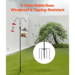 VEVOR Double Shepherds Hooks for Outdoor, 8 Pack 60 Inch Heavy Duty Bird Feeder Pole, 3/4 Inch Thick Garden Hooks for Hanging Hummingbird Feeder, Plant Baskets, Solar Light Lanterns,Wind Chimes