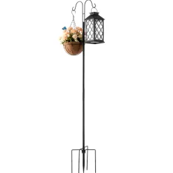 VEVOR Double Shepherds Hooks for Outdoor, 8 Pack 60 Inch Heavy Duty Bird Feeder Pole, 3/4 Inch Thick Garden Hooks for Hanging Hummingbird Feeder, Plant Baskets, Solar Light Lanterns,Wind Chimes