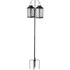 VEVOR Double Shepherds Hooks for Outdoor, 8 Pack 60 Inch Heavy Duty Bird Feeder Pole, 3/4 Inch Thick Garden Hooks for Hanging Hummingbird Feeder, Plant Baskets, Solar Light Lanterns,Wind Chimes