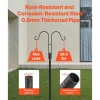 VEVOR Double Shepherds Hooks for Outdoor, 8 Pack 76 Inch Heavy Duty Bird Feeder Pole, 3/4 Inch Thick Garden Hooks for Hanging Hummingbird Feeder, Plant Baskets, Solar Light Lanterns,Wind Chimes