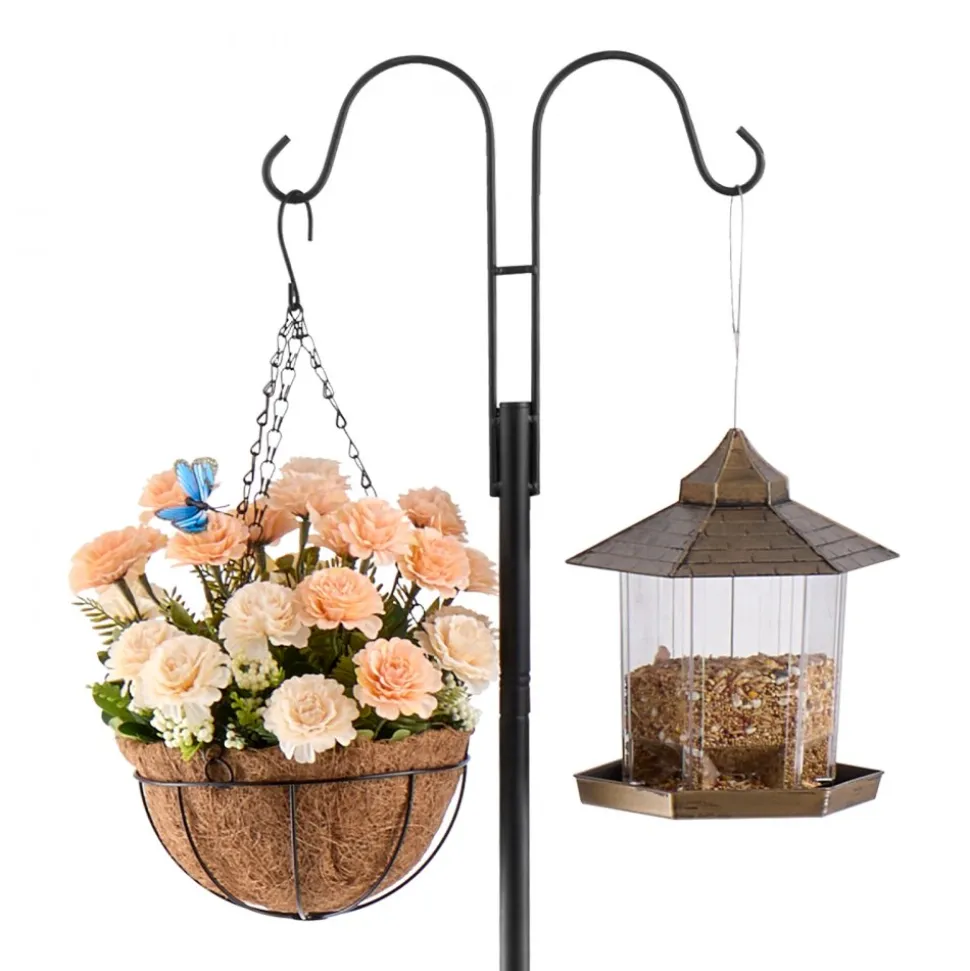 VEVOR Double Shepherds Hooks for Outdoor, 8 Pack 76 Inch Heavy Duty Bird Feeder Pole, 3/4 Inch Thick Garden Hooks for Hanging Hummingbird Feeder, Plant Baskets, Solar Light Lanterns,Wind Chimes
