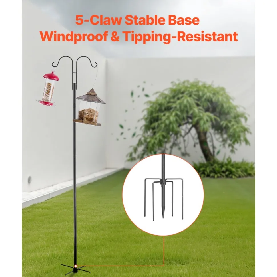 VEVOR Double Shepherds Hooks for Outdoor, 8 Pack 76 Inch Heavy Duty Bird Feeder Pole, 3/4 Inch Thick Garden Hooks for Hanging Hummingbird Feeder, Plant Baskets, Solar Light Lanterns,Wind Chimes