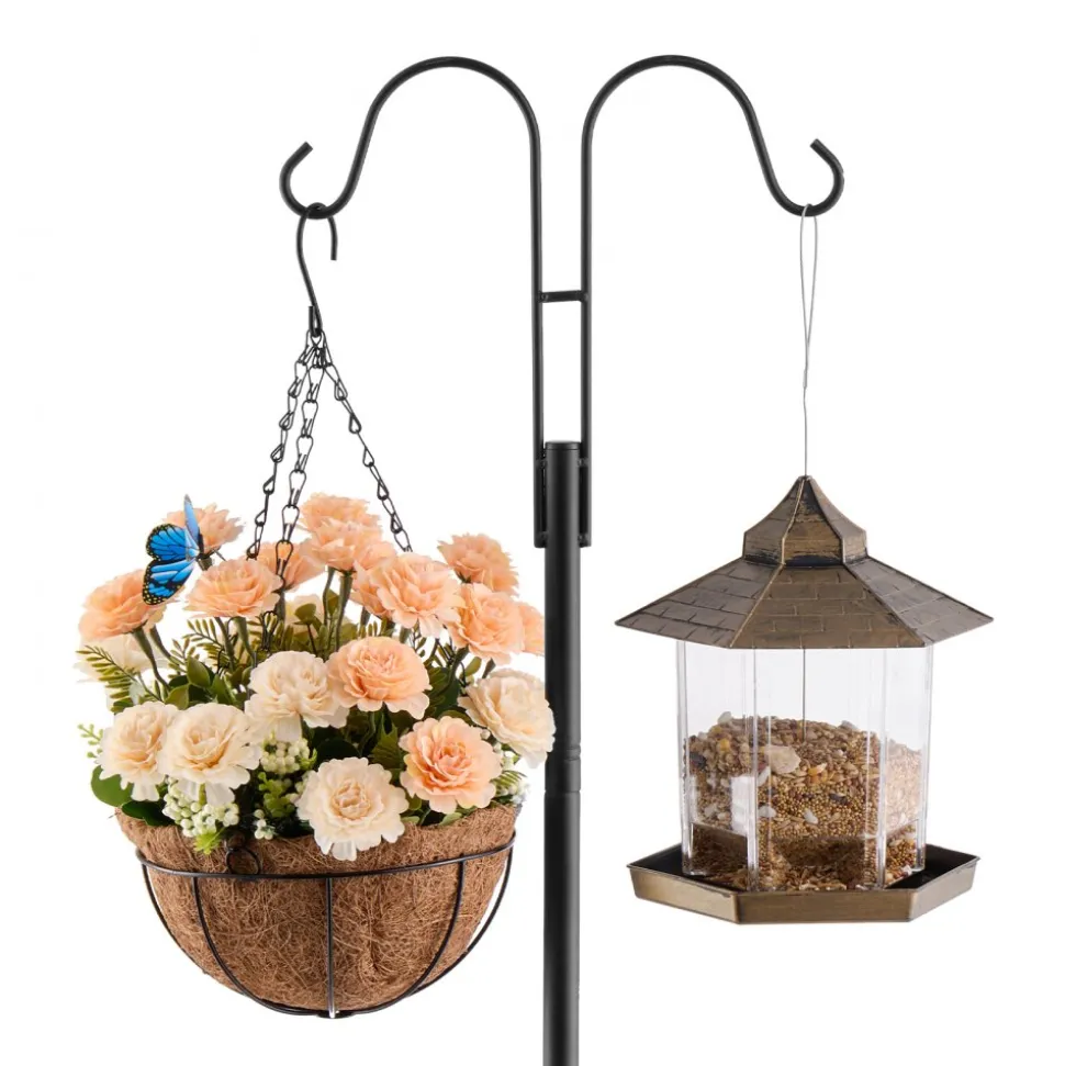 VEVOR Double Shepherds Hooks for Outdoor, 8 Pack 108 Inch Heavy Duty Bird Feeder Pole, 3/4 Inch Thick Garden Hooks for Hanging Hummingbird Feeder, Plant Baskets, Solar Light Lanterns,Wind Chimes