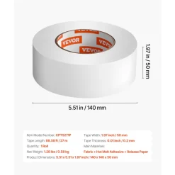 VEVOR Double Sided Carpet Tape, 2 Inch x 30 Yards, Strong Adhesive and Residue-Free, Heavy-duty Sticker Rug Tape Grippers for Area Rugs, Carpets, Laminate, Tile, Concrete, and Hardwood Floors