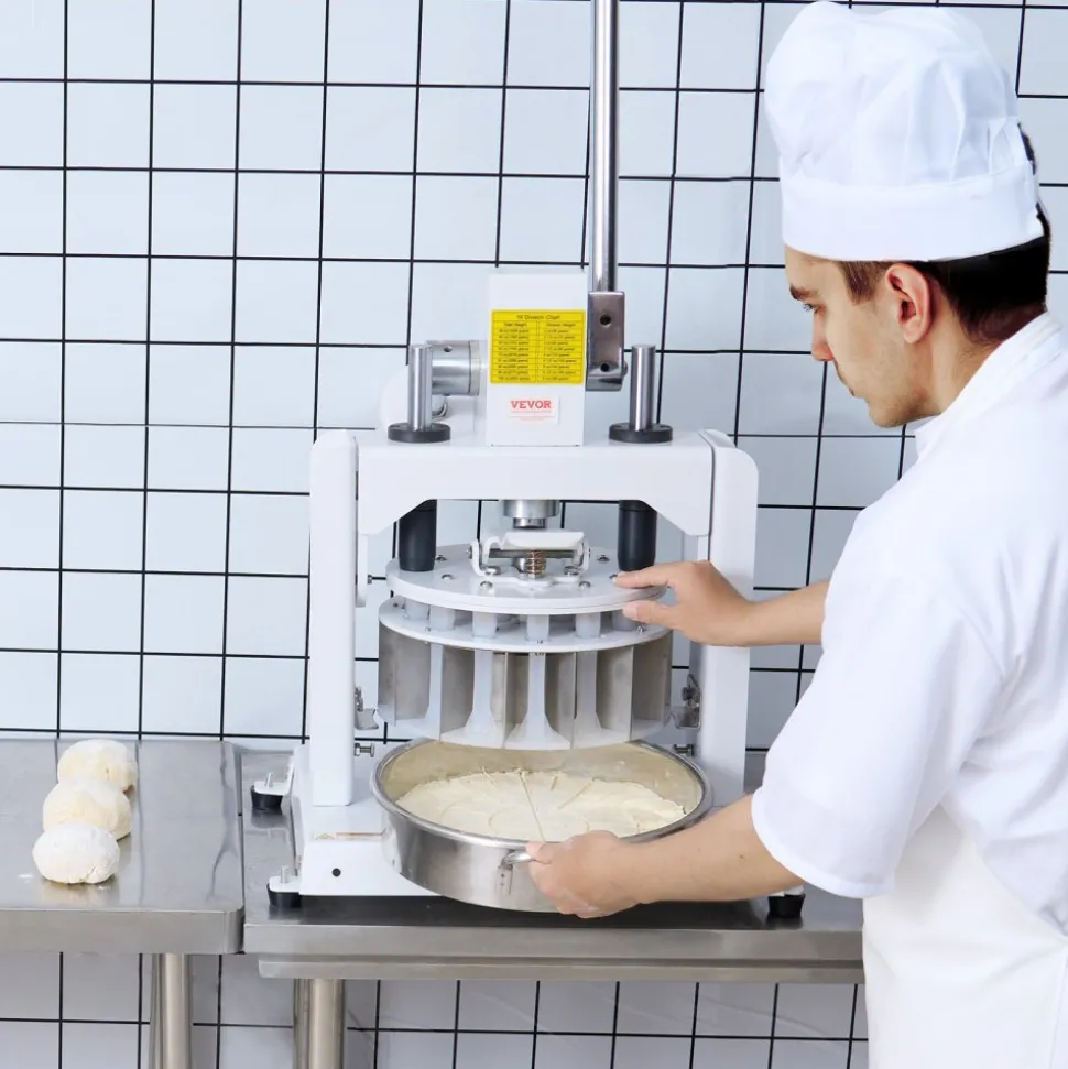 VEVOR Dough Divider Rounder, 18PCS Manual Dough Equal Divider Machine, 2.11oz - 9.88oz Hand Press Dough Cutter with 304 Stainless Steel Tray and Blade, Bread Maker for Bakery, Restaurant, Commercial