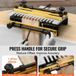 VEVOR Dovetail Jig, 12 in Width, Dove Tailing Router Jigs with 4 Router Bits & 3 Templates, Precise Alignment Dove Tail Jig, Mortise and Tenon Woodworking Tools for Furniture & Wood Cabinet Making