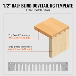 VEVOR Dovetail Jig, 12 in Width, Dove Tailing Router Jigs with Router Bit & 1/2” Template, Precise Alignment Dove Tail Jig, Mortise and Tenon Jig Woodworking Tools for Furniture & Wood Cabinet Making