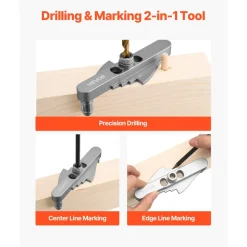 VEVOR Doweling Jig Kit, Self Centering Dowel Drill Jig for Straight Holes, with Drill Bit Set 1/4