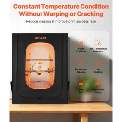 VEVOR 3D Printer Enclosure, Dustproof Waterproof Large Oxford Cloth 3D Printer Tent, Constant Temperature Protective Case with LED Lighting, Compatible with Creality/ELEGOO/Anycubic Popular Models