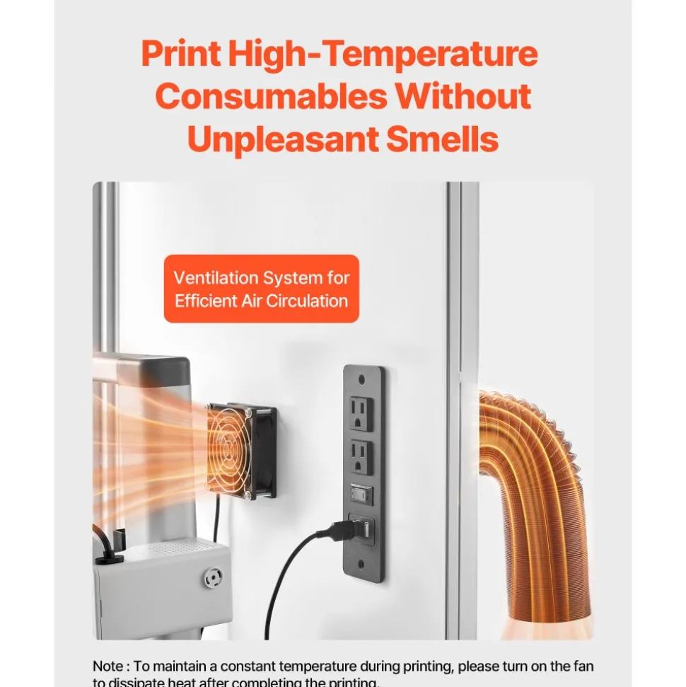 VEVOR 3D Printer Enclosure with Ventilation, Dustproof Waterproof Transparent Acrylic 3D Printer Tent, Constant Temperature Protective Case with LED, Compatible with Bambu Lab, Ender, Neptune, Kobra