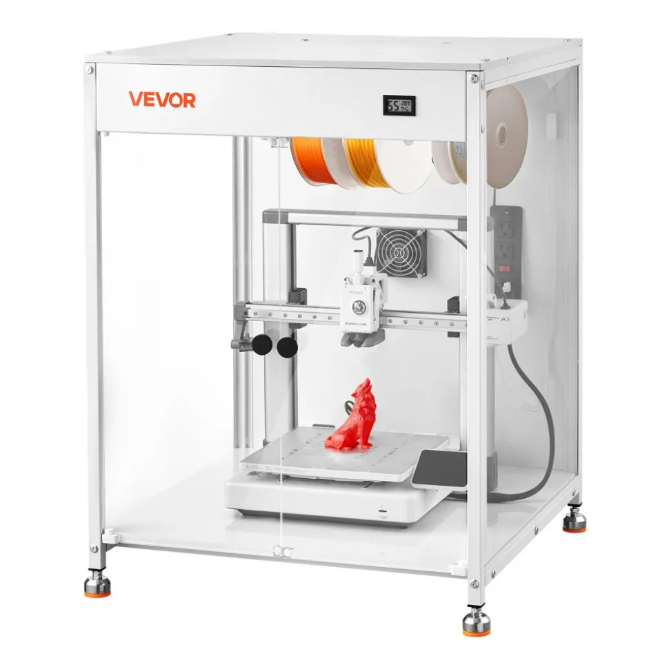 VEVOR 3D Printer Enclosure with Ventilation, Dustproof Waterproof Transparent Acrylic 3D Printer Tent, Constant Temperature Protective Case with LED, Compatible with Bambu Lab, Ender, Neptune, Kobra