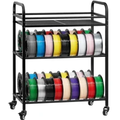 VEVOR 3D Printer Filament Storage Rack, 3 Tier Heavy Duty Storage Shelf, Rolling Filament Spool Holders Racks with Wheels, Filaments Organzied for 3D Printing Station, Office, Workshop (Shelf Only)