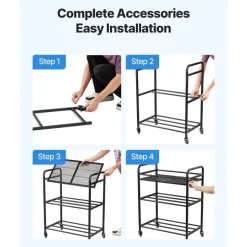 VEVOR 3D Printer Filament Storage Rack, 3 Tier Heavy Duty Storage Shelf, Rolling Filament Spool Holders Racks with Wheels, Filaments Organzied for 3D Printing Station, Office, Workshop (Shelf Only)