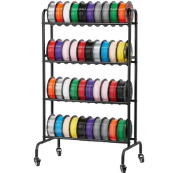 VEVOR 3D Printer Filament Storage Rack, 4 Tier Heavy Duty Storage Shelf, Rolling Filament Spool Holders Racks with Wheels, Filaments Organzied for 3D Printing Station, Office, Workshop (Shelf Only)