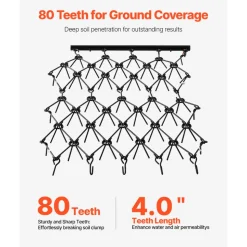 VEVOR Drag Harrow, 4 ft x 5.6 ft Durable Chain Harrow with 80 Sharp Teeth, Suitable for ATV UTV Tractor, Ideal for Soil Preparation, Seeding, Smoothing Landscapes, and Yard Gravel Driveway Maintenance