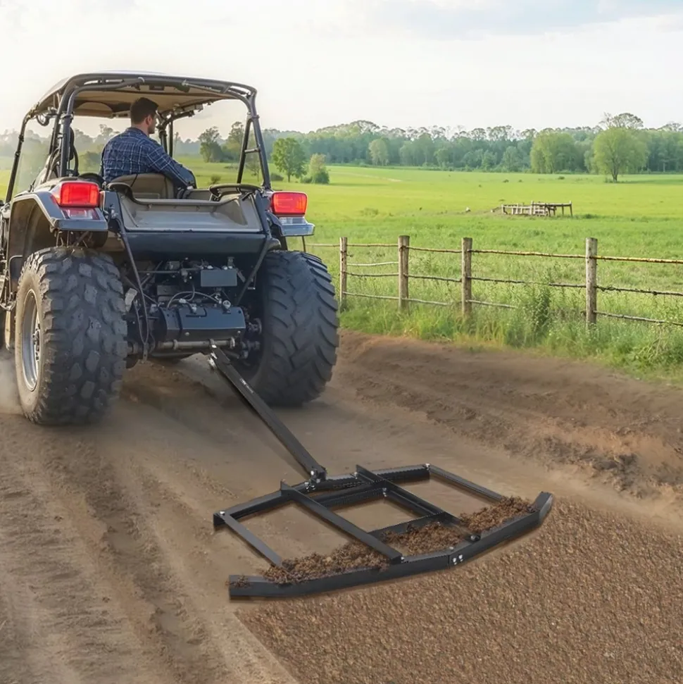 VEVOR Drag Harrow, 66" Width Tow Behind Drag Harrow, Q235 Steel Driveway Grader with Adjustable Bars & Pin Hitch, Support up to 50 lbs, Tractor Driveway Harrow for ATVs, UTVs, Garden Lawn Tractors