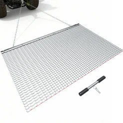 VEVOR Drag Harrow, 5 x 3 ft, High-Efficiency Chain Harrow Rake, ATVs UTVs Tractors Attachments, Durable Galvanized Steel Mesh Drag Mat with Towing Chain, for Gravel Driveway Ruts Farm Field Leveling