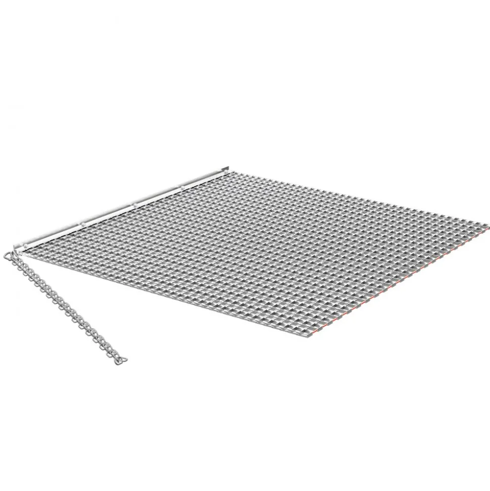 VEVOR Drag Harrow, 4 x 4 ft, High-Efficiency Chain Harrow Rake, ATVs UTVs Tractors Attachments, Durable Galvanized Steel Mesh Drag Mat with Towing Chain, for Gravel Driveway Ruts Farm Field Leveling