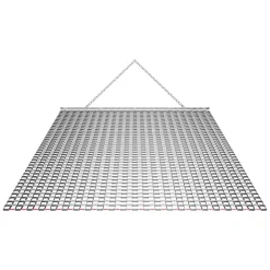 VEVOR Drag Harrow, 4 x 4 ft, High-Efficiency Chain Harrow Rake, ATVs UTVs Tractors Attachments, Durable Galvanized Steel Mesh Drag Mat with Towing Chain, for Gravel Driveway Ruts Farm Field Leveling