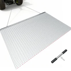 VEVOR Drag Harrow, 6.6 x 4 ft, High-Efficiency Chain Harrow Rake, ATVs UTVs Tractors Attachments, Durable Galvanized Steel Mesh Drag Mat with Towing Chain, for Gravel Driveway Ruts Farm Field Leveling