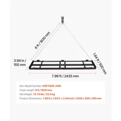 VEVOR Drag Harrow, 96 x 20 in, Tow-Behind Driveway Grader with Adjustable Width & 50lbs Load Capacity, Heavy Duty Lawn Leveling Rake, Galvanized Steel Gravel Driveway Drag, Fits ATVs UTVs Tractors
