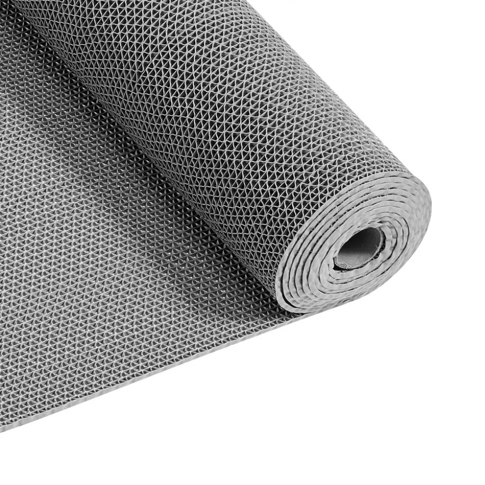 VEVOR Drainage Mat, 3 x 16.4 ft, PVC Non Slip Commercial Floor Mat, Wet Area Water Drain Splash Matting Hollow Doormat Roll, for Outdoor Indoor Restaurant Swimming Pool Patio Bathroom Washroom, Gray