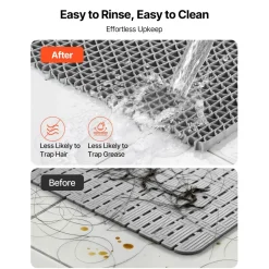 VEVOR Drainage Mat, 3 x 16.4 ft, PVC Non Slip Commercial Floor Mat, Wet Area Water Drain Splash Matting Hollow Doormat Roll, for Outdoor Indoor Restaurant Swimming Pool Patio Bathroom Washroom, Gray
