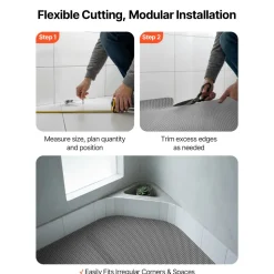 VEVOR Drainage Mat, 3 x 16.4 ft, PVC Non Slip Commercial Floor Mat, Wet Area Water Drain Splash Matting Hollow Doormat Roll, for Outdoor Indoor Restaurant Swimming Pool Patio Bathroom Washroom, Gray
