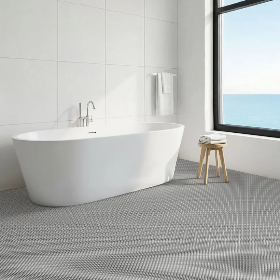 VEVOR Drainage Mat, 3 x 16.4 ft, PVC Non Slip Commercial Floor Mat, Wet Area Water Drain Splash Matting Hollow Doormat Roll, for Outdoor Indoor Restaurant Swimming Pool Patio Bathroom Washroom, Gray