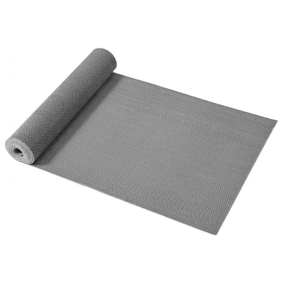 VEVOR Drainage Mat, 3 x 16.4 ft, PVC Non Slip Commercial Floor Mat, Wet Area Water Drain Splash Matting Hollow Doormat Roll, for Outdoor Indoor Restaurant Swimming Pool Patio Bathroom Washroom, Gray