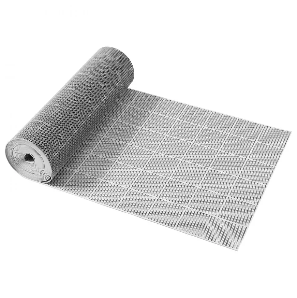 VEVOR Drainage Mat, 3 x 50 ft, PVC Non Slip Commercial Floor Mat, Wet Area Water Drain Splash Matting Hollow Doormat Roll, for Outdoor Indoor Restaurant Swimming Pool Patio Bathroom Washroom, Gray