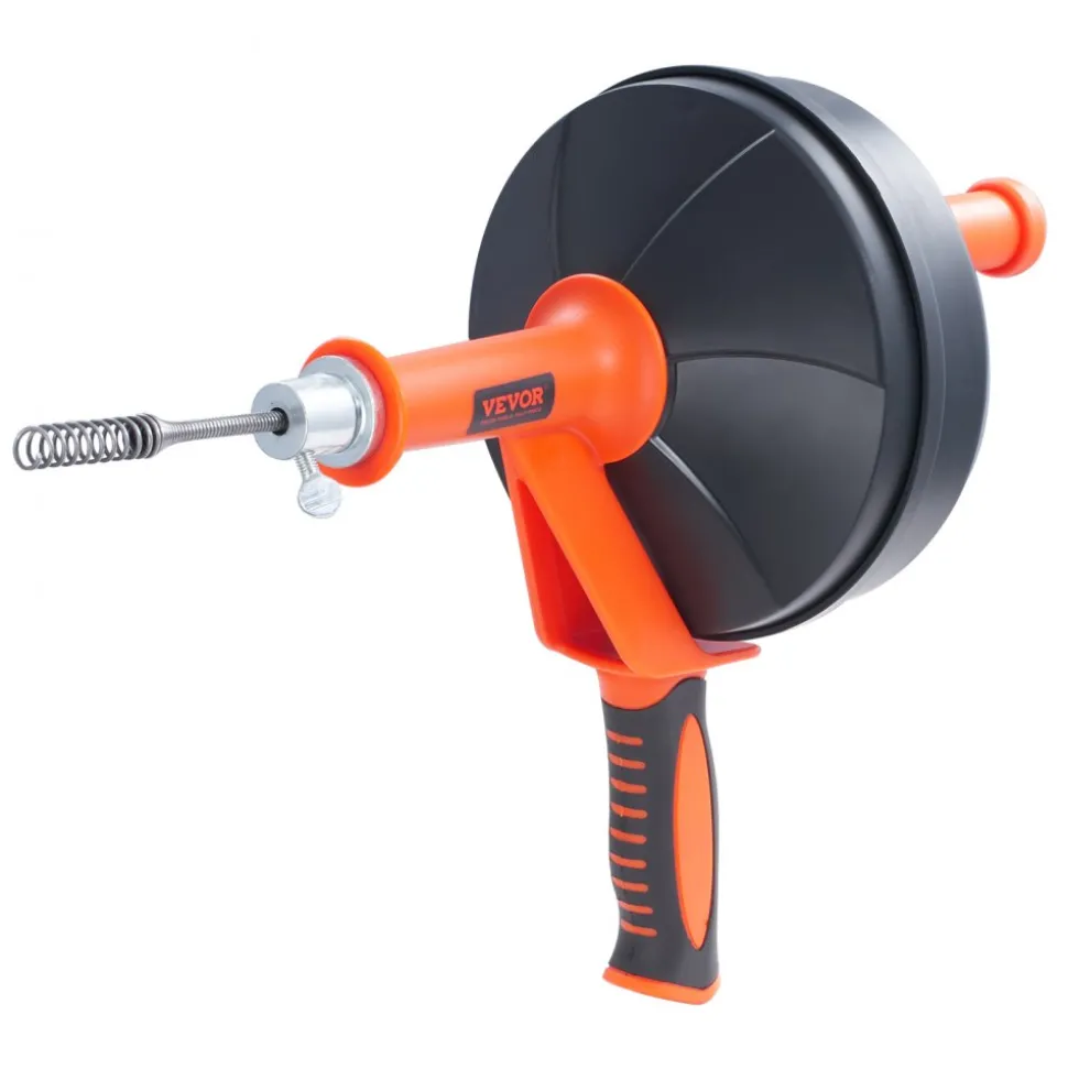 VEVOR Drain Auger 25Ft, Plumbing Snake with Drill Attachment, Plumbers Snake Drain Clog Remover for Kitchen Bathroom Shower Sink with Protective Hose and Gloves
