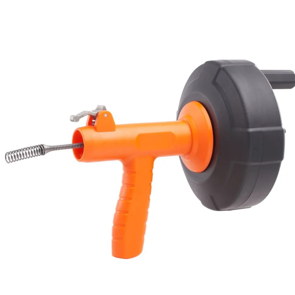 VEVOR Drain Auger 25Ft, Plumbing Snake Auto Feed, Plumbers Snake with Drill Attachment, Pipe Snake Drain Clog Remover for Kitchen Bathroom Shower Sink with Protective Hose and Gloves